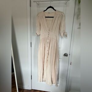 Free People Cream Long Sleeve Dress